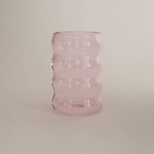 Pink Ripple Borosilicate Drinking Tumbler 12 oz